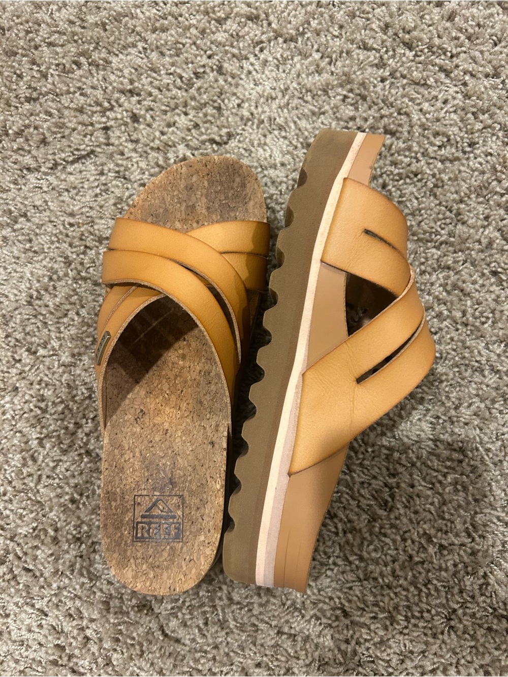 Reef Women's Yellow Crisscross Cork Slide Sandals - Picture 2 of 5